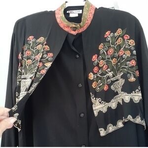 🛍Vintage Artsy Embroidered Floral Jacket & Pants Set By Robby Sport Sz 16